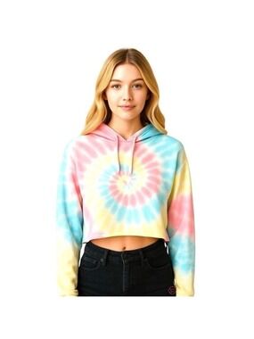 FOREVER 21 Active Tie Dye Crop Oversize Pullover Hoodie Long Sleeve Size XS